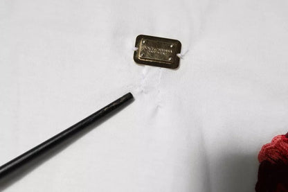 Dolce &amp; Gabbana – Weißes Baumwoll-T-Shirt mit Rundhalsausschnitt und Blumenlogo