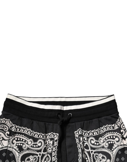 Dolce &amp; Gabbana – Schwarze Jogginghose aus Baumwolle mit Bandana-Muster