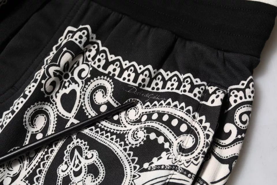 Dolce &amp; Gabbana – Schwarze Jogginghose aus Baumwolle mit Bandana-Muster