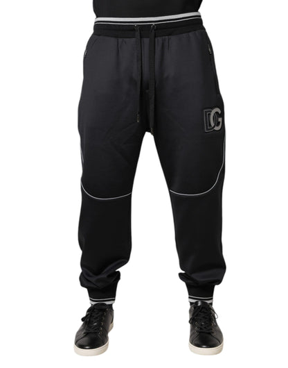 Dolce &amp; Gabbana – Schwarze Jogginghose aus Polyester mit Logo
