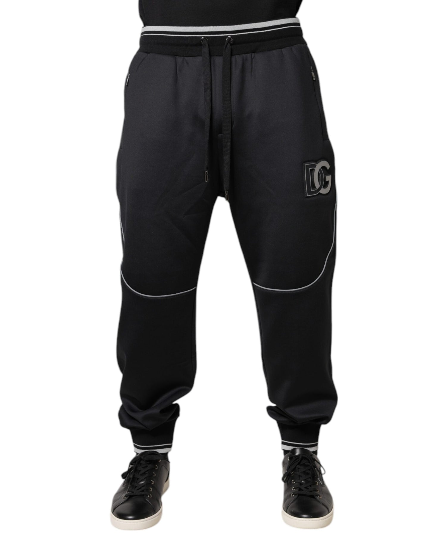 Dolce &amp; Gabbana – Schwarze Jogginghose aus Polyester mit Logo