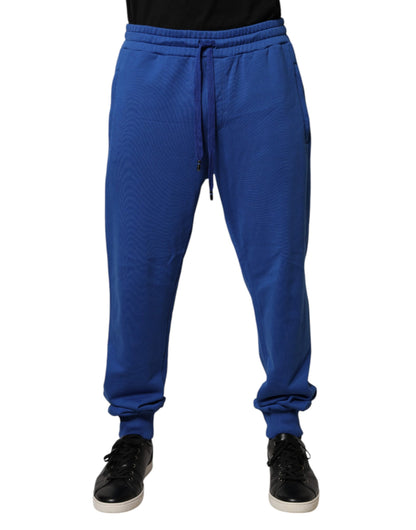 Dolce &amp; Gabbana – Blaue Jogginghose aus Baumwolle mit mittlerer Taille