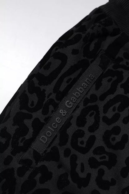 Dolce &amp; Gabbana – Jogginghose aus Baumwolle mit Leopardenmuster in Schwarz
