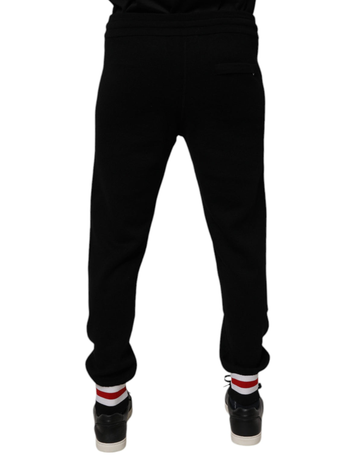 Dolce &amp; Gabbana – Schwarze Jogginghose aus Wolle mit mittlerer Taille