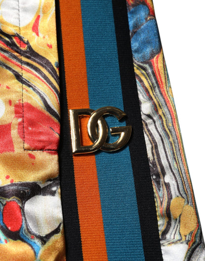 Dolce &amp; Gabbana Mehrfarbige Marmor-Satin-Trainingshose für Herren