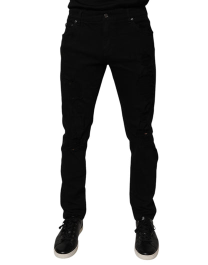 Dolce &amp; Gabbana Schwarze Skinny-Jeans aus zerfetzter Baumwolle für Herren