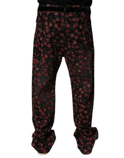 Dolce &amp; Gabbana Schwarze, kirschrote, gerade geschnittene Jeans aus Baumwolle für Herren