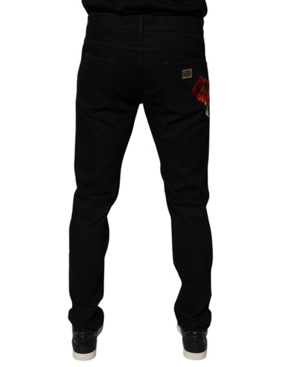 Dolce &amp; Gabbana – Schwarze Slim Fit-Jeans aus Baumwollstretch für Herren
