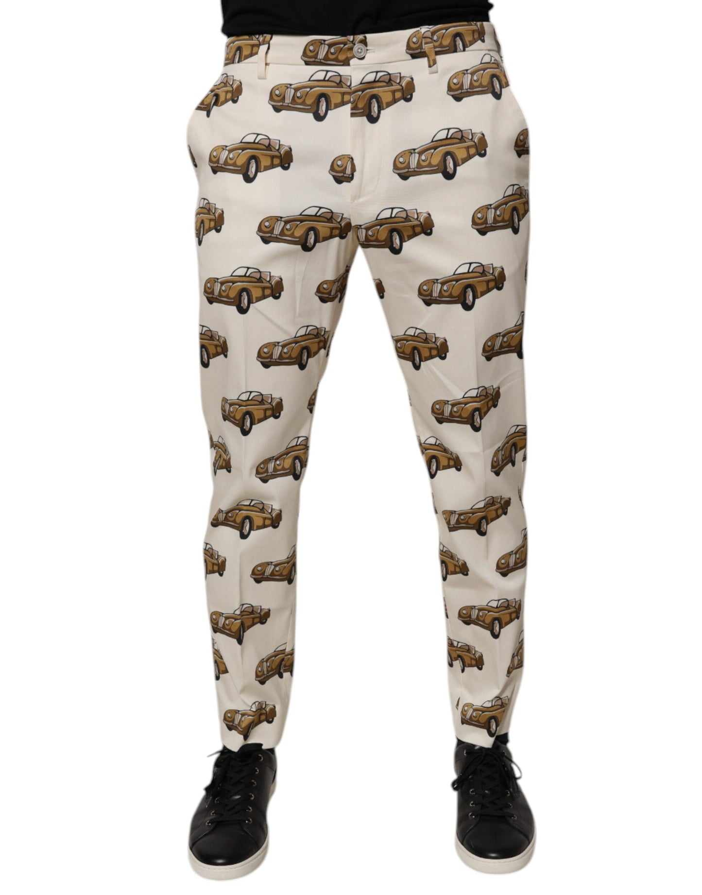 Dolce &amp; Gabbana Off White Cars Skinny Jeans aus Baumwolle für Herren