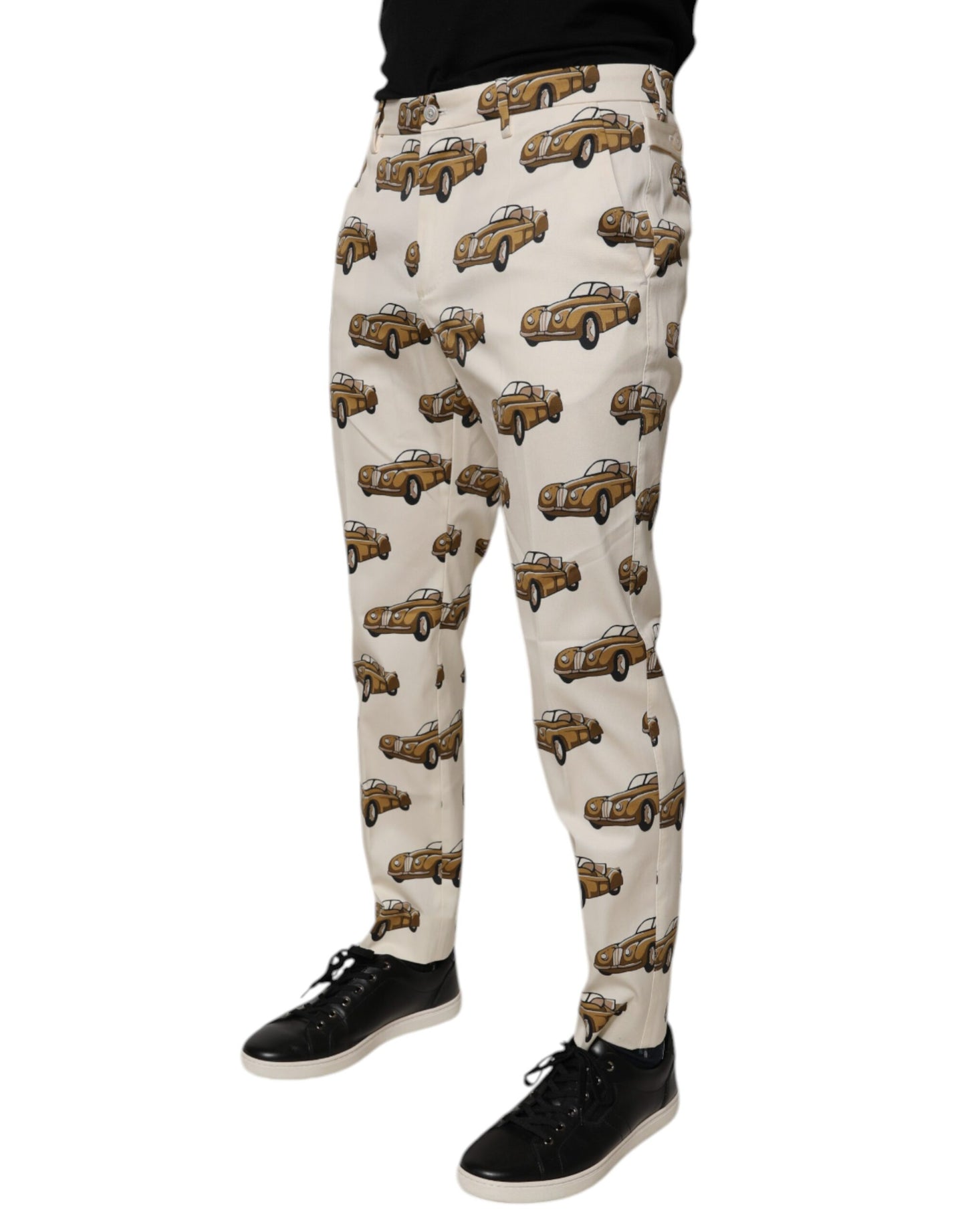 Dolce &amp; Gabbana Off White Cars Skinny Jeans aus Baumwolle für Herren