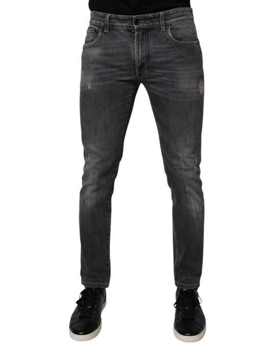 Dolce &amp; Gabbana Dunkelgraue Skinny Jeans aus gewaschener Baumwolle für Herren