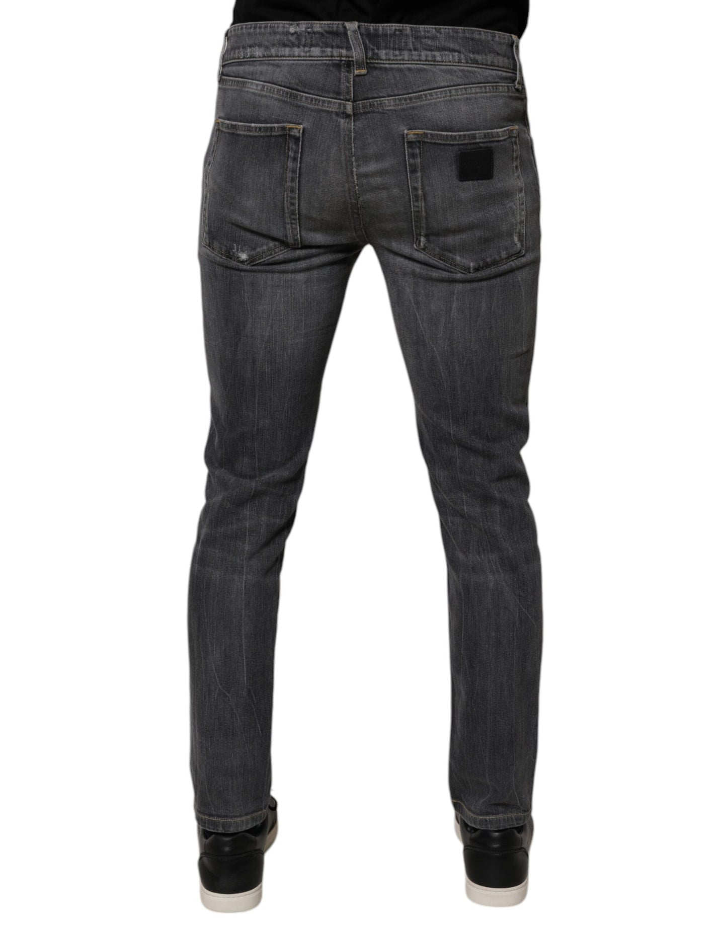 Dolce &amp; Gabbana Dunkelgraue Skinny Jeans aus gewaschener Baumwolle für Herren