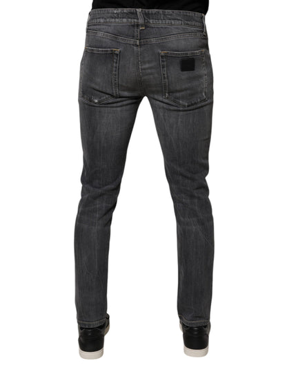 Dolce &amp; Gabbana Dunkelgraue Skinny Jeans aus gewaschener Baumwolle für Herren