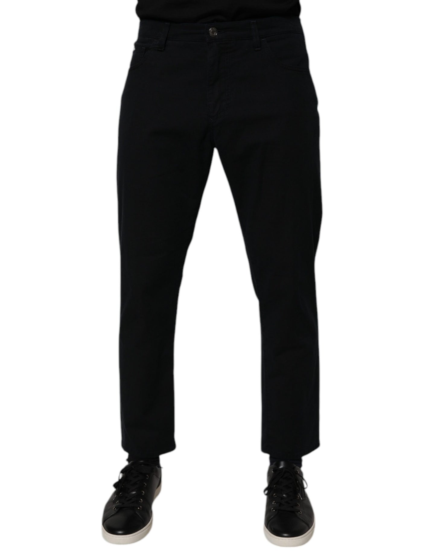 Dolce &amp; Gabbana Dunkelblaue, lockere Herren-Jeans aus Baumwollstretch