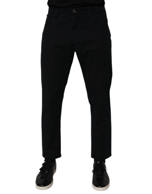 Dolce &amp; Gabbana Dunkelblaue, lockere Herren-Jeans aus Baumwollstretch