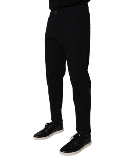 Dolce &amp; Gabbana Dunkelblaue, lockere Herren-Jeans aus Baumwollstretch