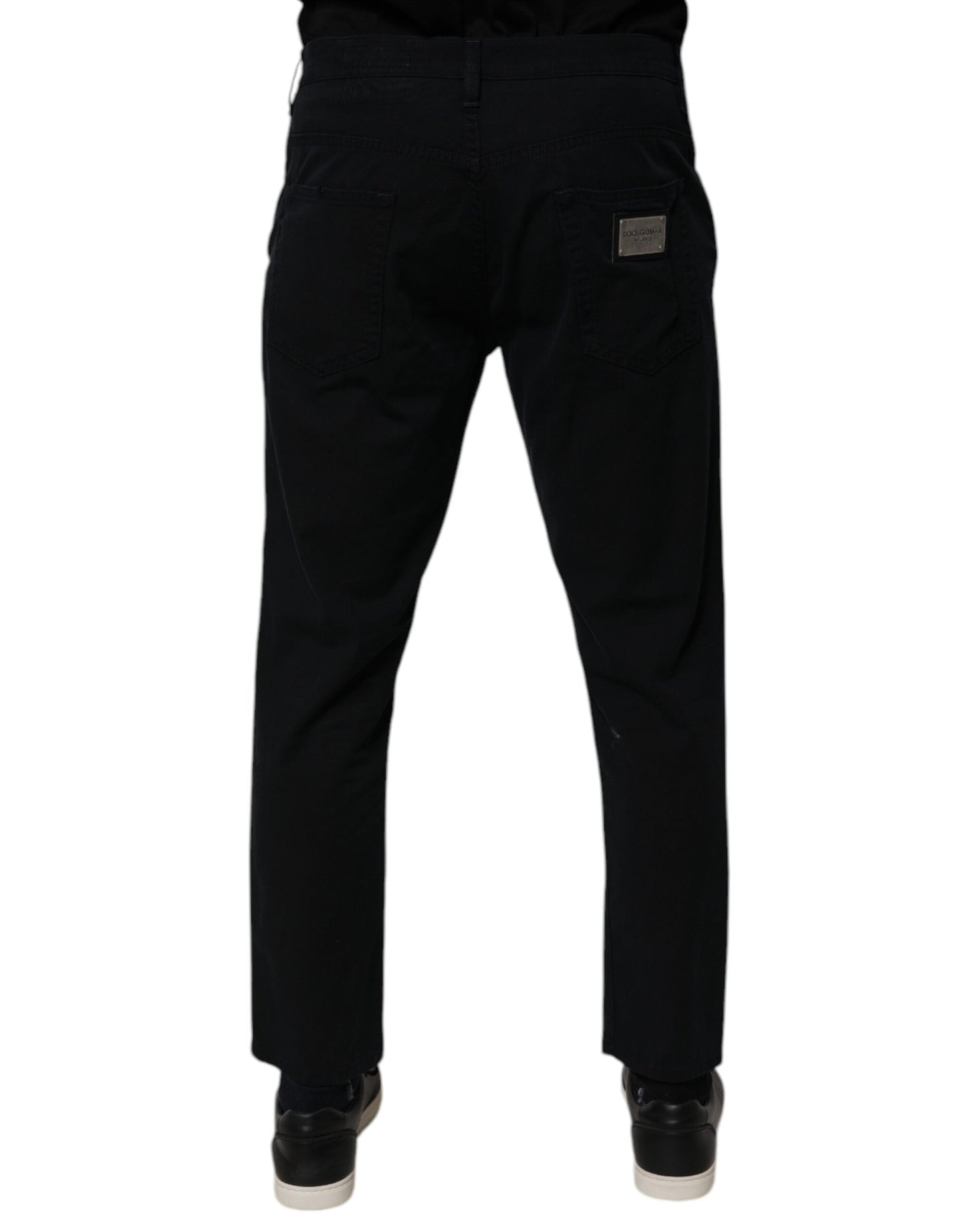 Dolce &amp; Gabbana Dunkelblaue, lockere Herren-Jeans aus Baumwollstretch