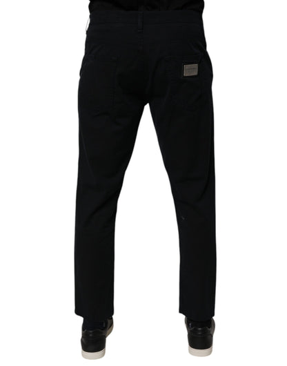 Dolce &amp; Gabbana Dunkelblaue, lockere Herren-Jeans aus Baumwollstretch