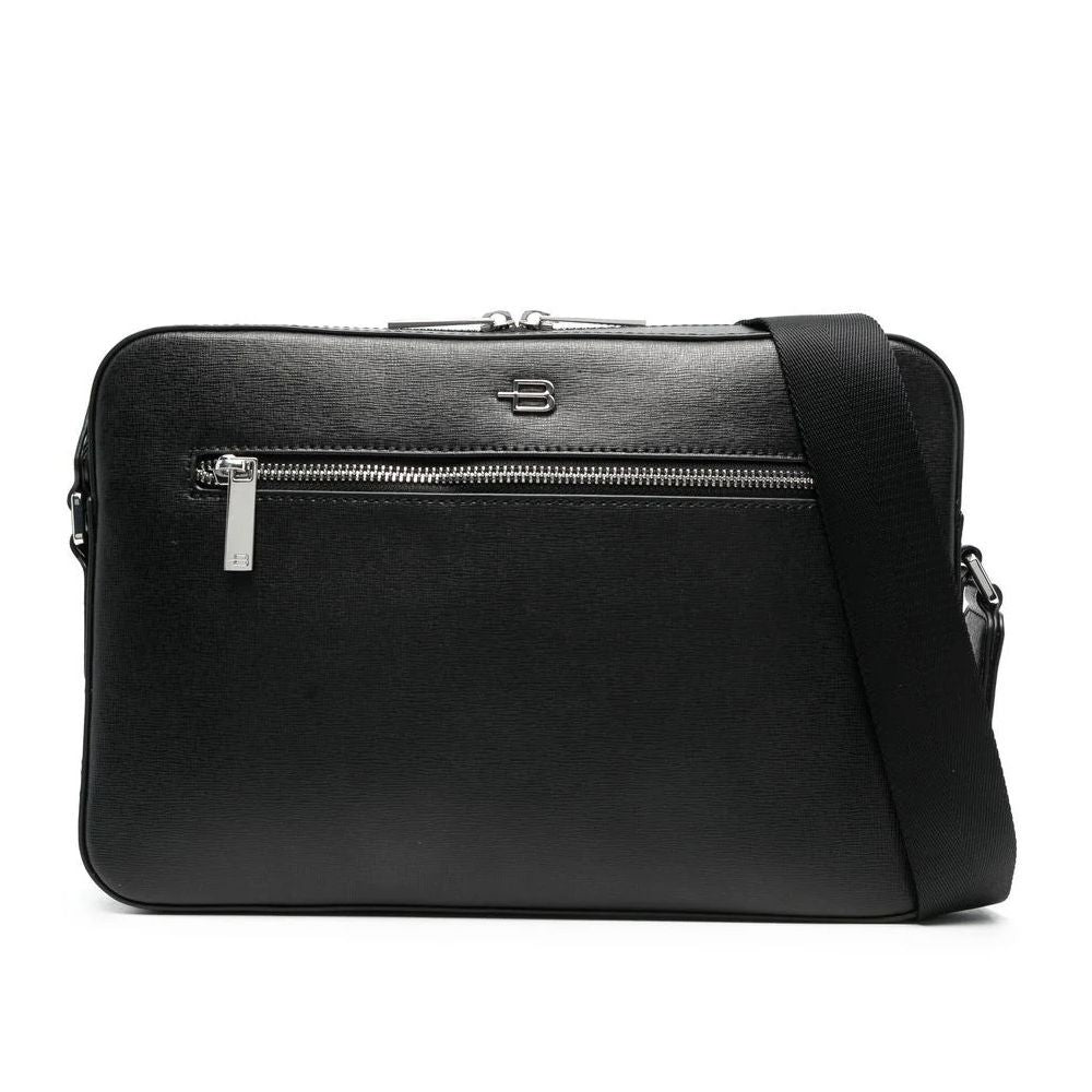Baldinini Trend Messenger Bag aus schwarzem Kalbsleder