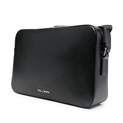 Baldinini Trend Messenger Bag aus schwarzem Kalbsleder