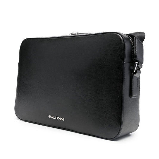 Baldinini Trend Messenger Bag aus schwarzem Kalbsleder