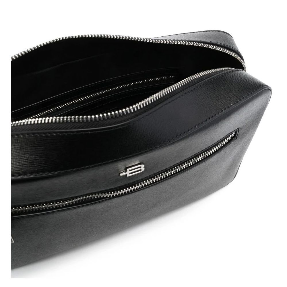 Baldinini Trend Messenger Bag aus schwarzem Kalbsleder