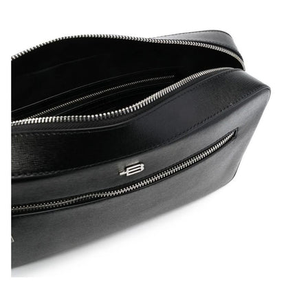 Baldinini Trend Messenger Bag aus schwarzem Kalbsleder