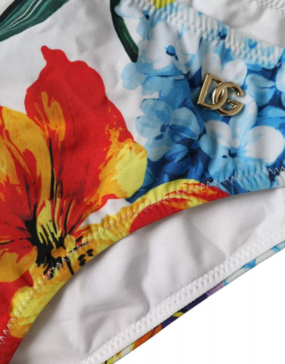 Dolce &amp; Gabbana – Weißer Badeanzug mit Blumenmuster und Bikinihose
