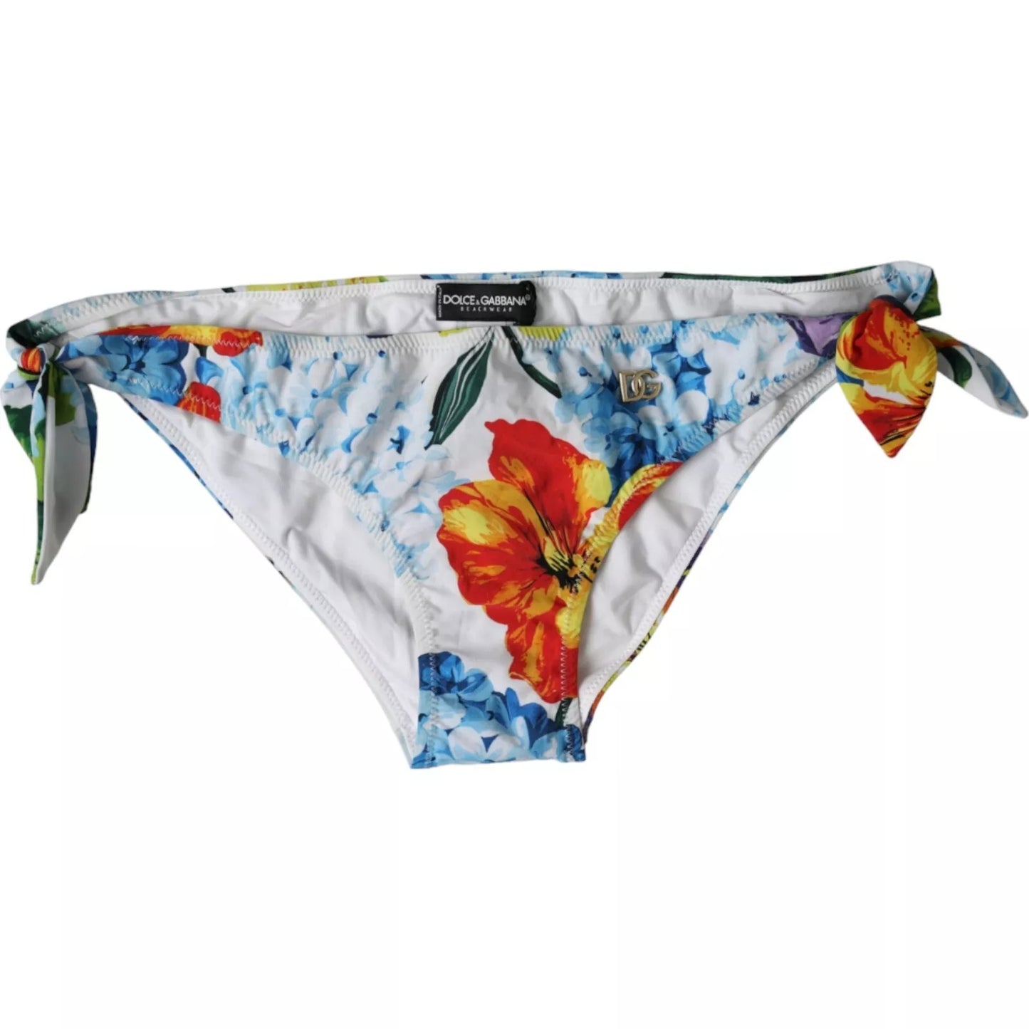 Dolce &amp; Gabbana – Weißer Badeanzug mit Blumenmuster und Bikinihose