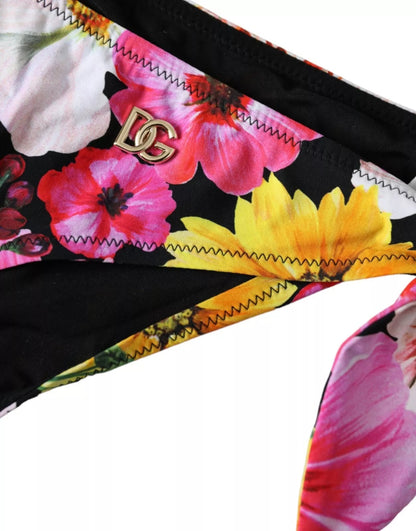Dolce &amp; Gabbana – Schwarzer Badeanzug mit Blumenmuster und Bikinihose