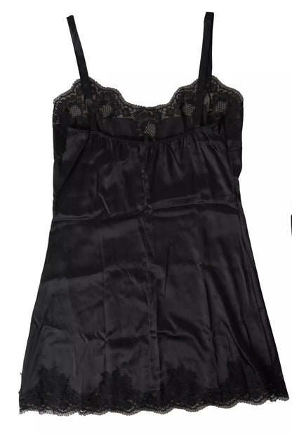 Dolce &amp; Gabbana Nachtwäsche aus schwarzer Spitze und Seide, Camisole-Oberteil
