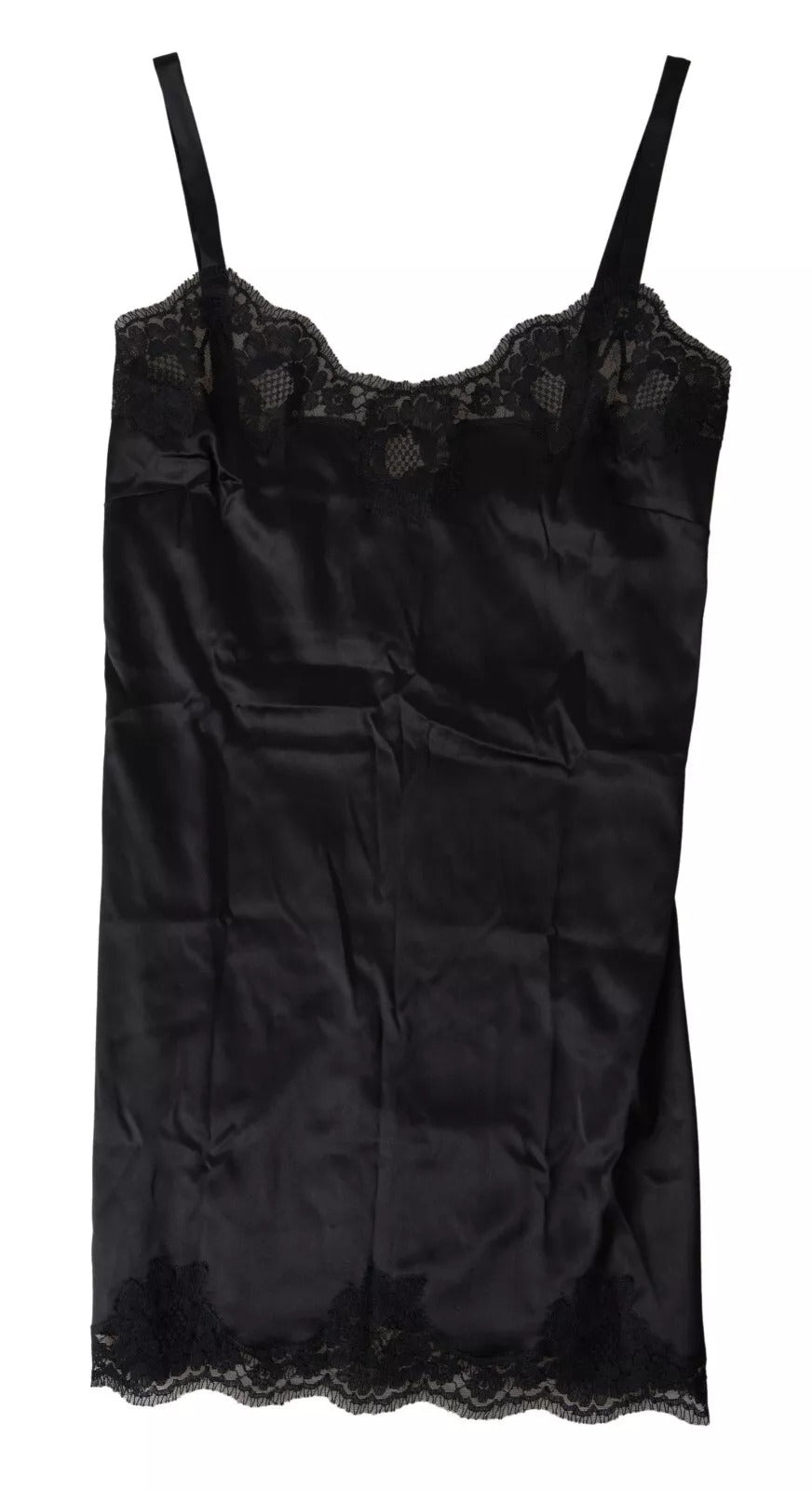 Dolce &amp; Gabbana Nachtwäsche aus schwarzer Spitze und Seide, Camisole-Oberteil