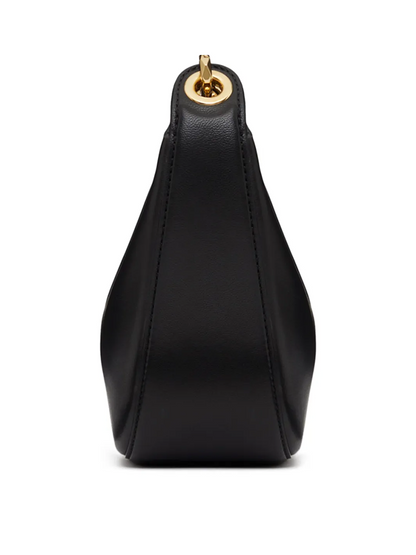 Valentino Garavani Mini Hobo Vlogo Umhängetasche aus schwarzem Leder