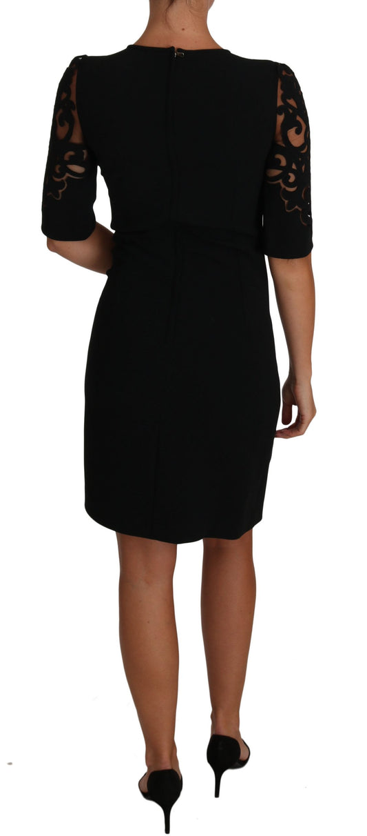 Dolce &amp; Gabbana Schwarzes Cocktailkleid mit Blumen- und Cut-Out-Muster