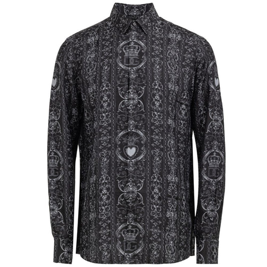 Dolce & Gabbana Gray Silk Pattern Shirt
