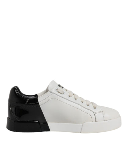 Dolce &amp; Gabbana Weiß Schwarz Logo Portofino Männer Sneaker Schuhe