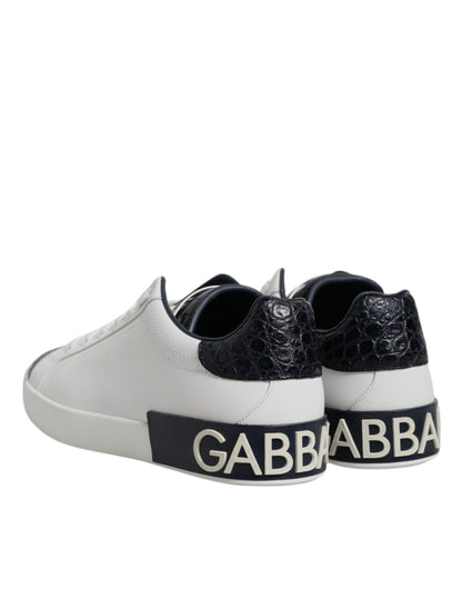 Dolce &amp; Gabbana – Portofino-Sneaker aus weißem und schwarzem Leder