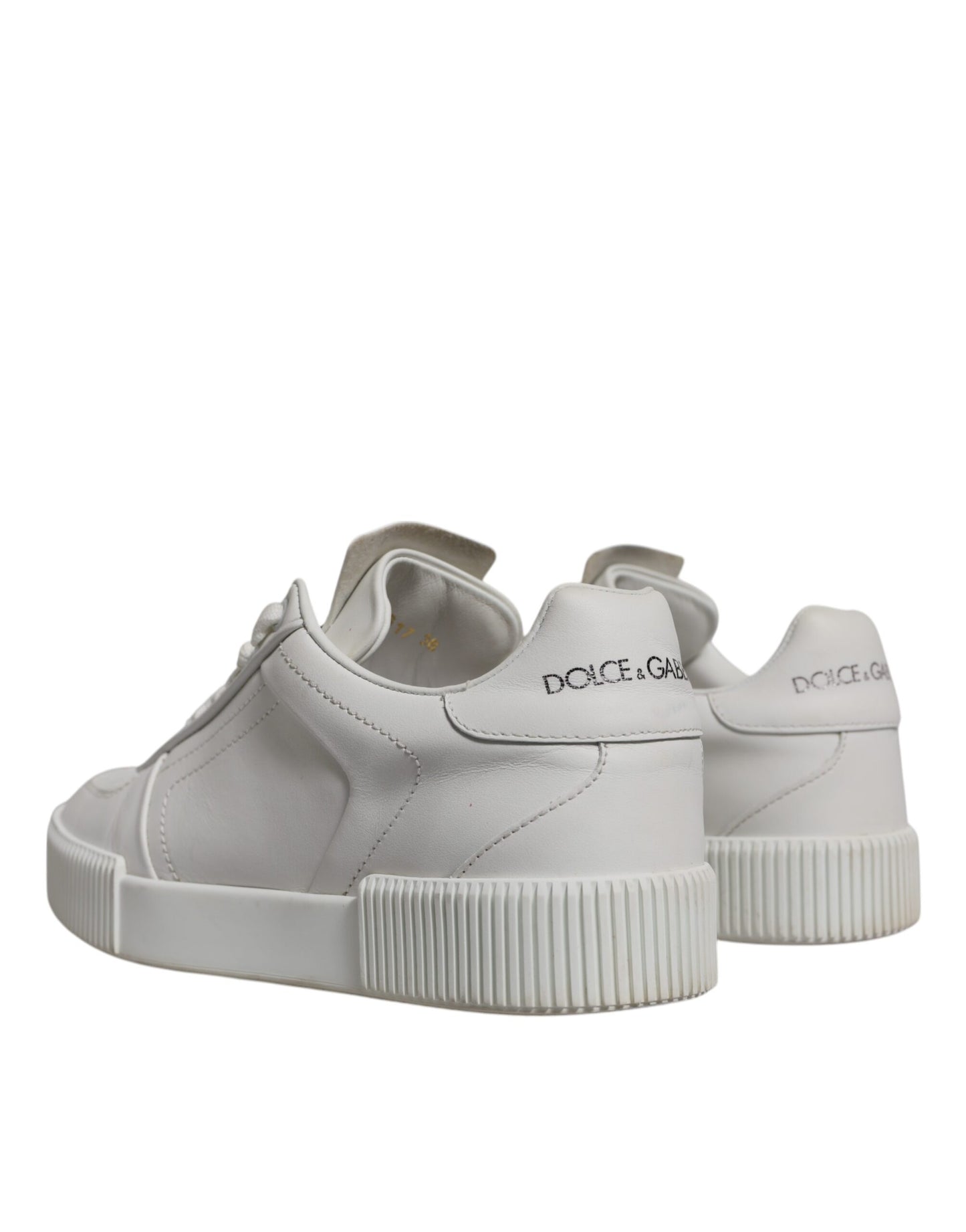 Dolce &amp; Gabbana Weiße Miami Leder Low Top Sneakers Schuhe
