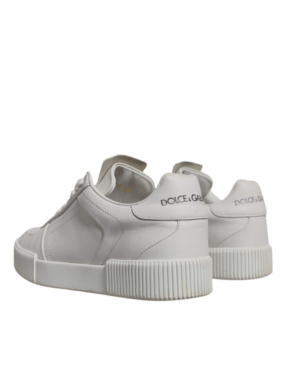 Dolce &amp; Gabbana Weiße Miami Leder Low Top Sneakers Schuhe