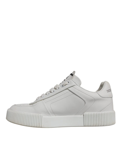 Dolce &amp; Gabbana Weiße Miami Leder Low Top Sneakers Schuhe