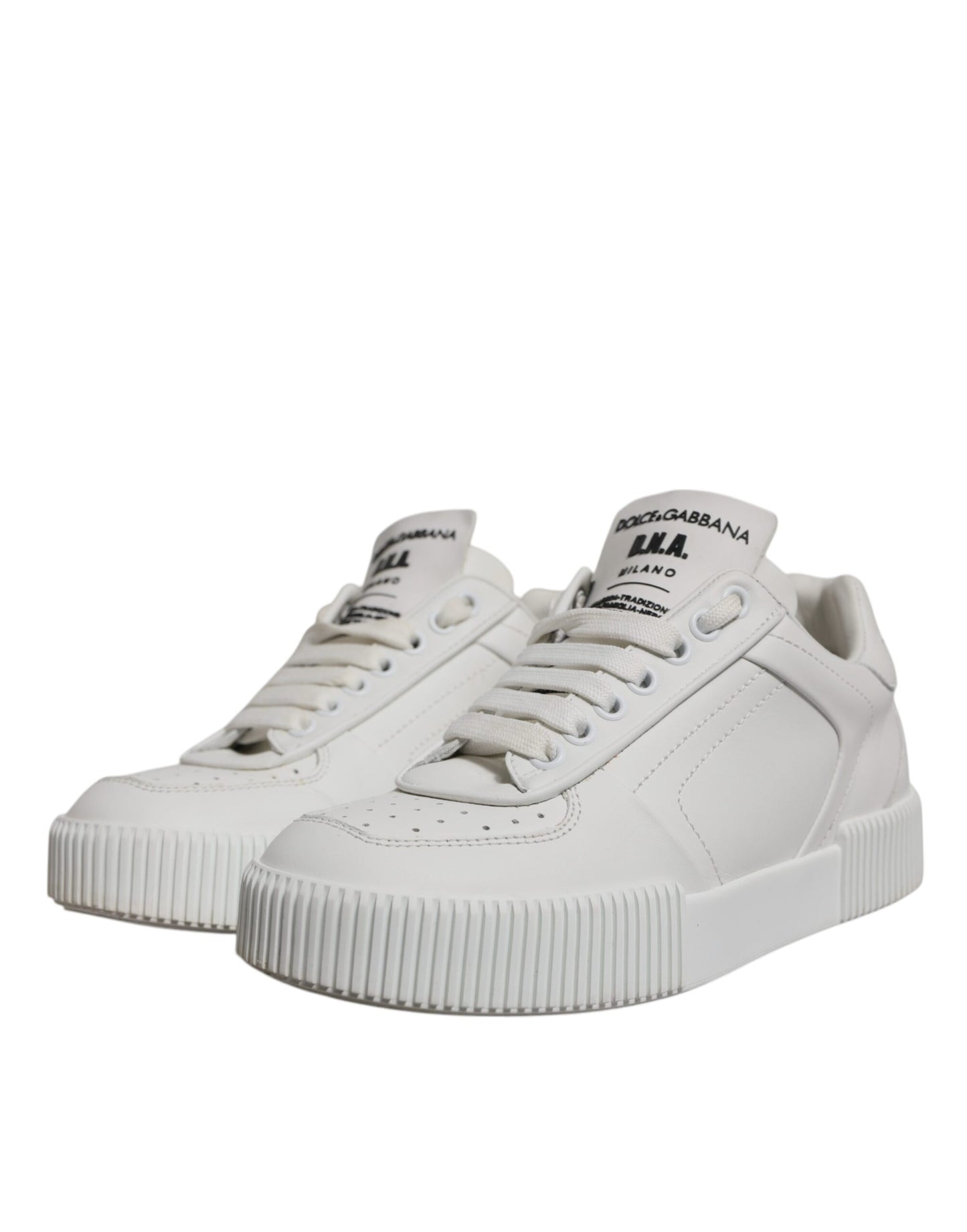 Dolce &amp; Gabbana Weiße Miami Leder Low Top Sneakers Schuhe