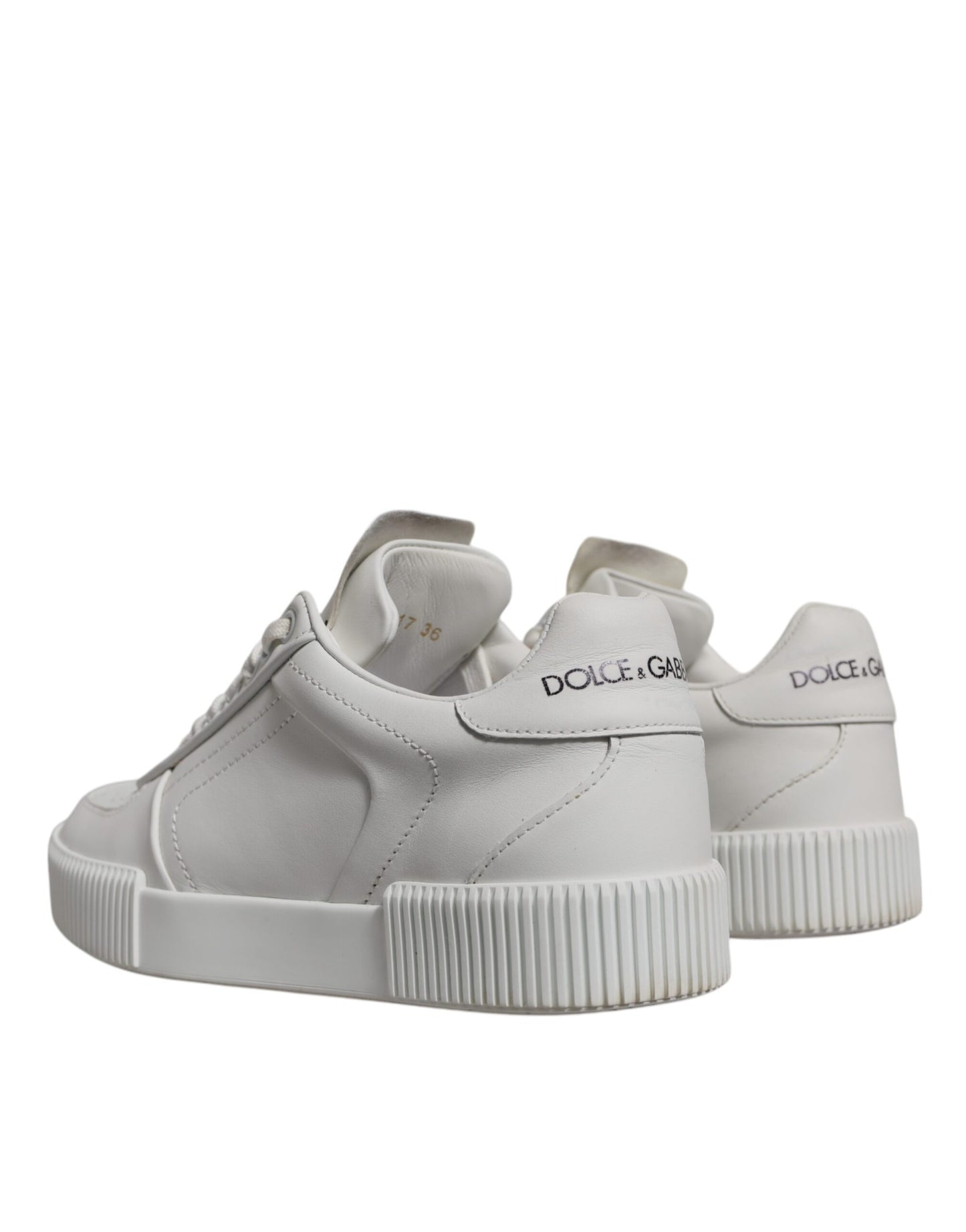 Dolce &amp; Gabbana Weiße Miami Leder Low Top Sneakers Schuhe