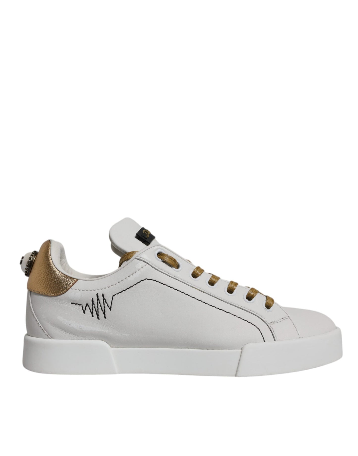 Dolce &amp; Gabbana Weißgold Leder Low Top Sneakers Schuhe