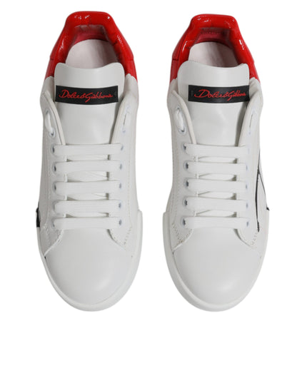 Dolce & Gabbana White Red Logo Portofino Sneakers Shoes