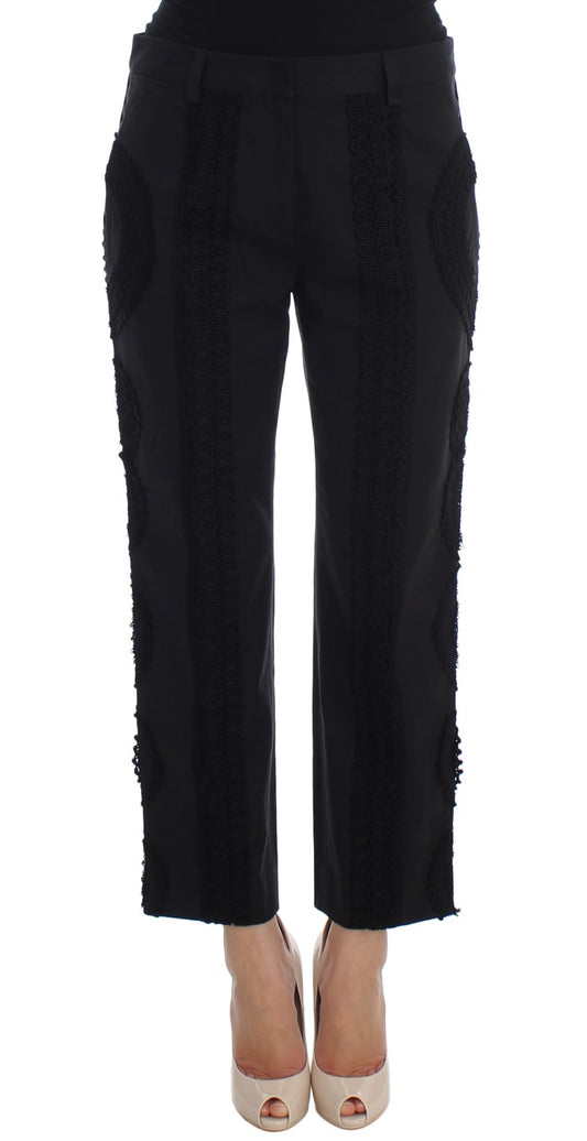 Dolce &amp; Gabbana – Schwarze Caprihose aus Baumwollstretch „Torero“