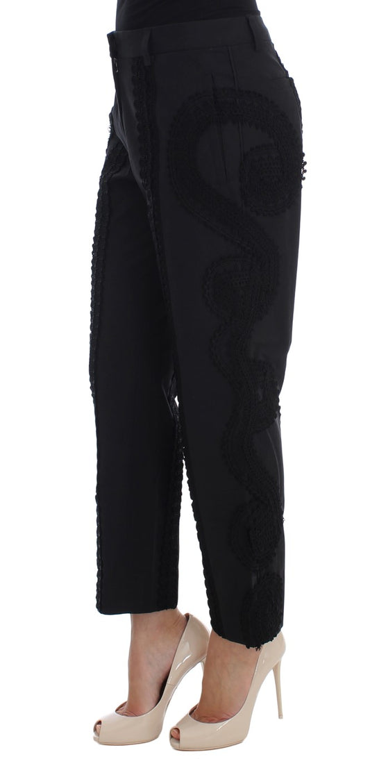 Dolce &amp; Gabbana – Schwarze Caprihose aus Baumwollstretch „Torero“