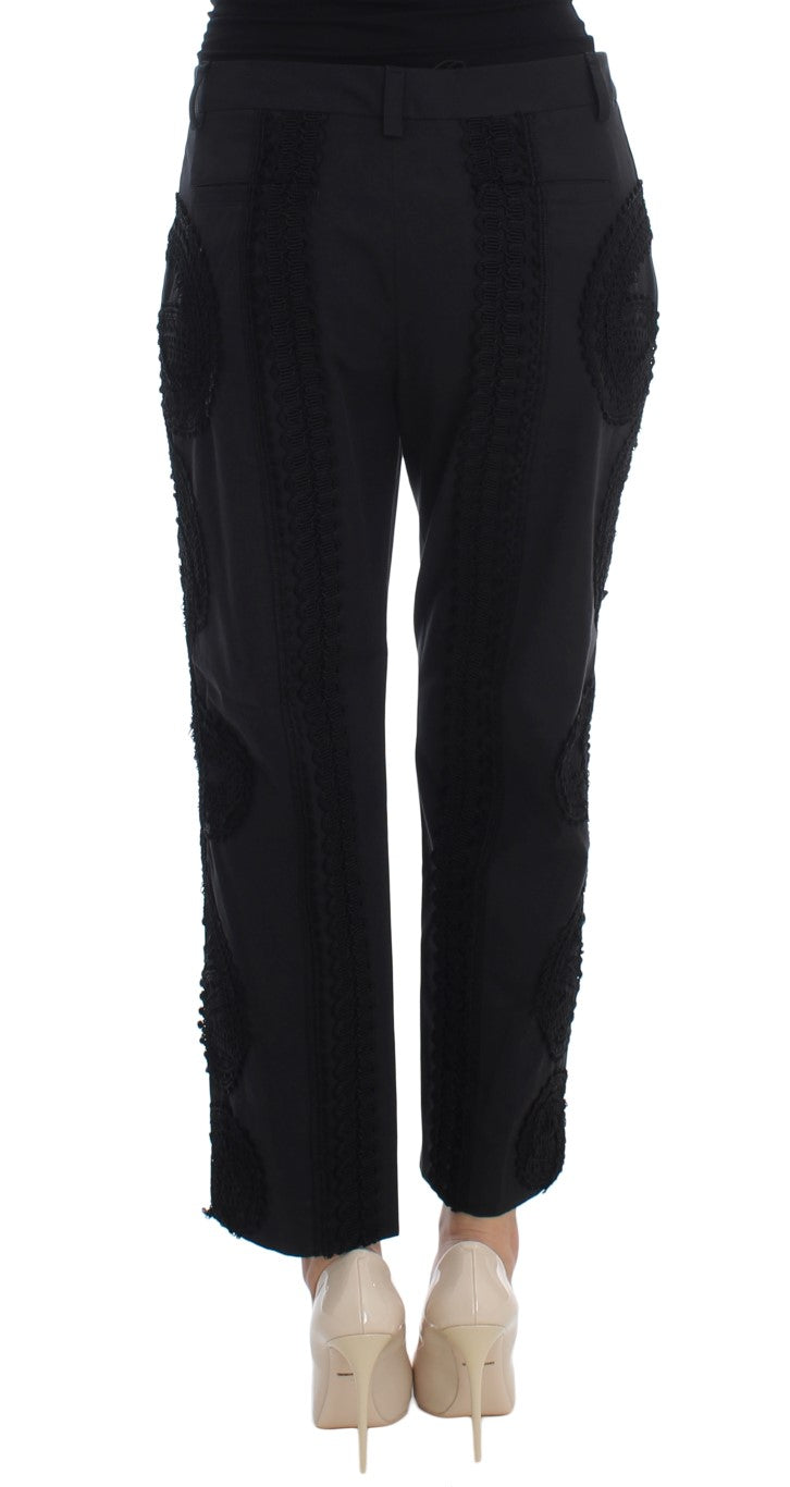 Dolce &amp; Gabbana – Schwarze Caprihose aus Baumwollstretch „Torero“