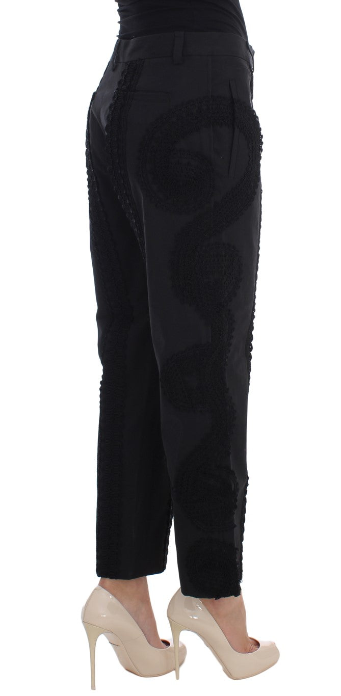 Dolce &amp; Gabbana – Schwarze Caprihose aus Baumwollstretch „Torero“