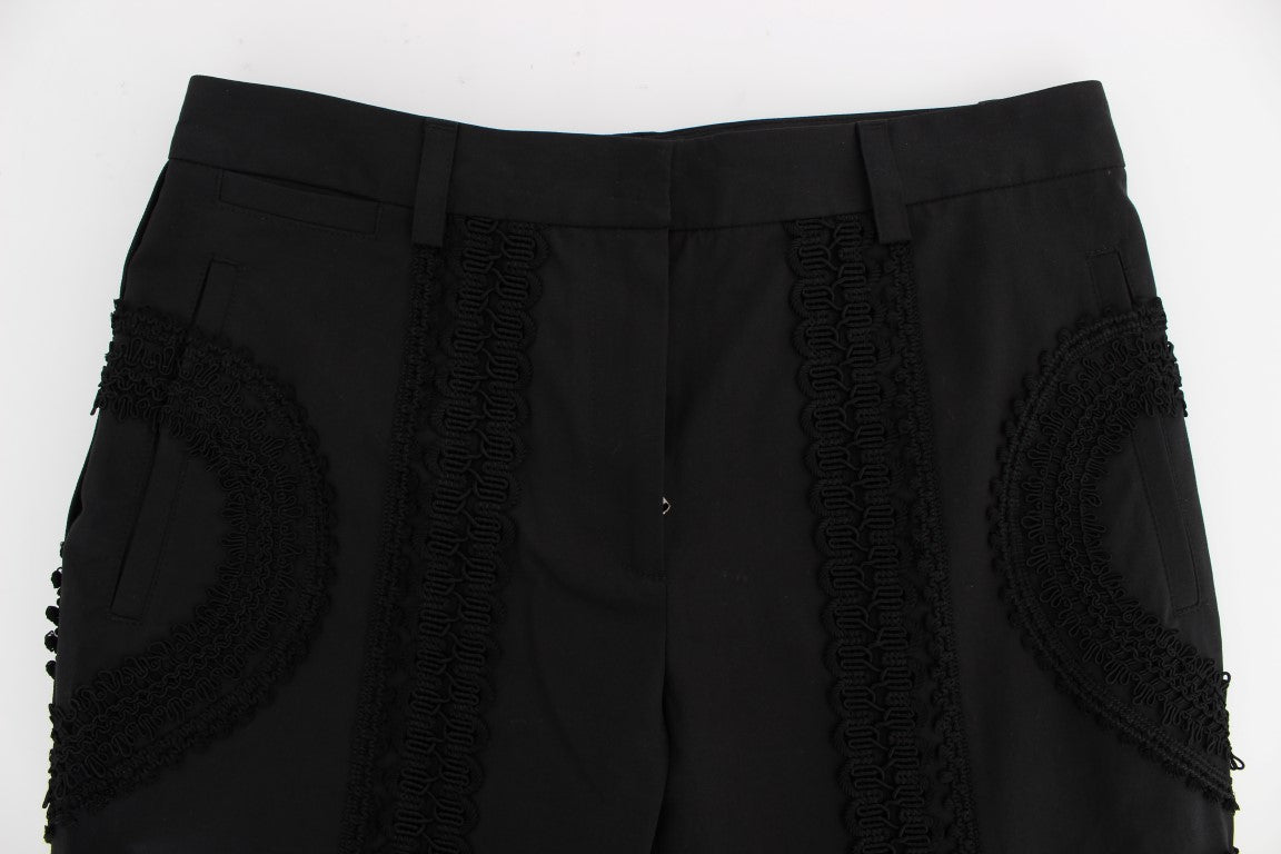 Dolce &amp; Gabbana – Schwarze Caprihose aus Baumwollstretch „Torero“