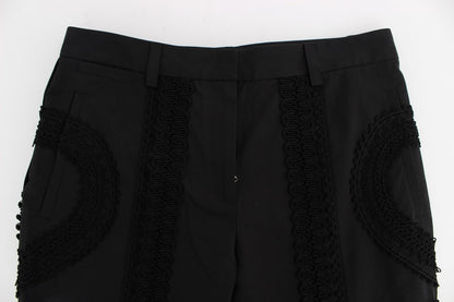 Dolce &amp; Gabbana – Schwarze Caprihose aus Baumwollstretch „Torero“
